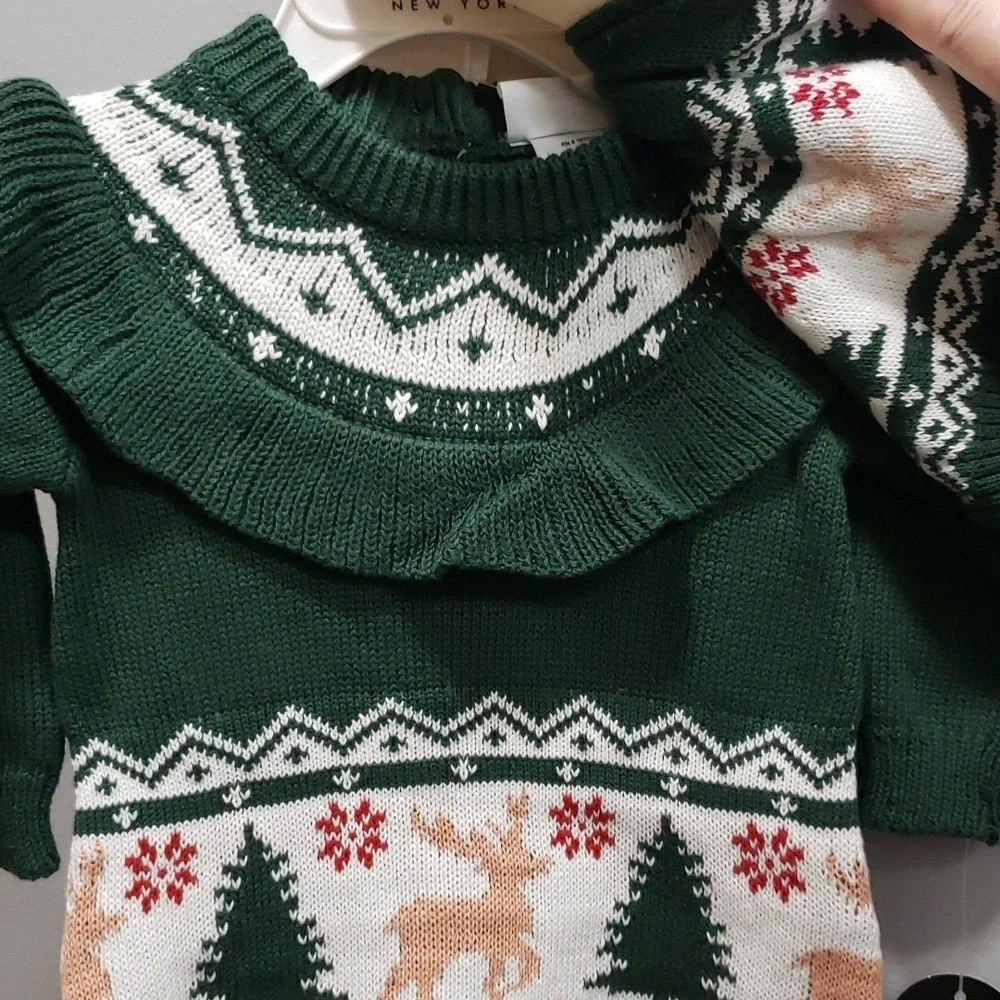 Nicole Miller NWT 3-piece Set, Sweater Dress, Tights and Hat, 0-3 months